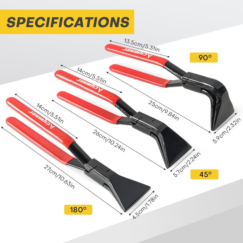 Acymner 3PCS Sheet Metal Bending Pliers Set | Hand Seamers for Roofers, Plumbers, and Metal Processing Straight, 45° & 90° Metal Bender Tools - Image 2